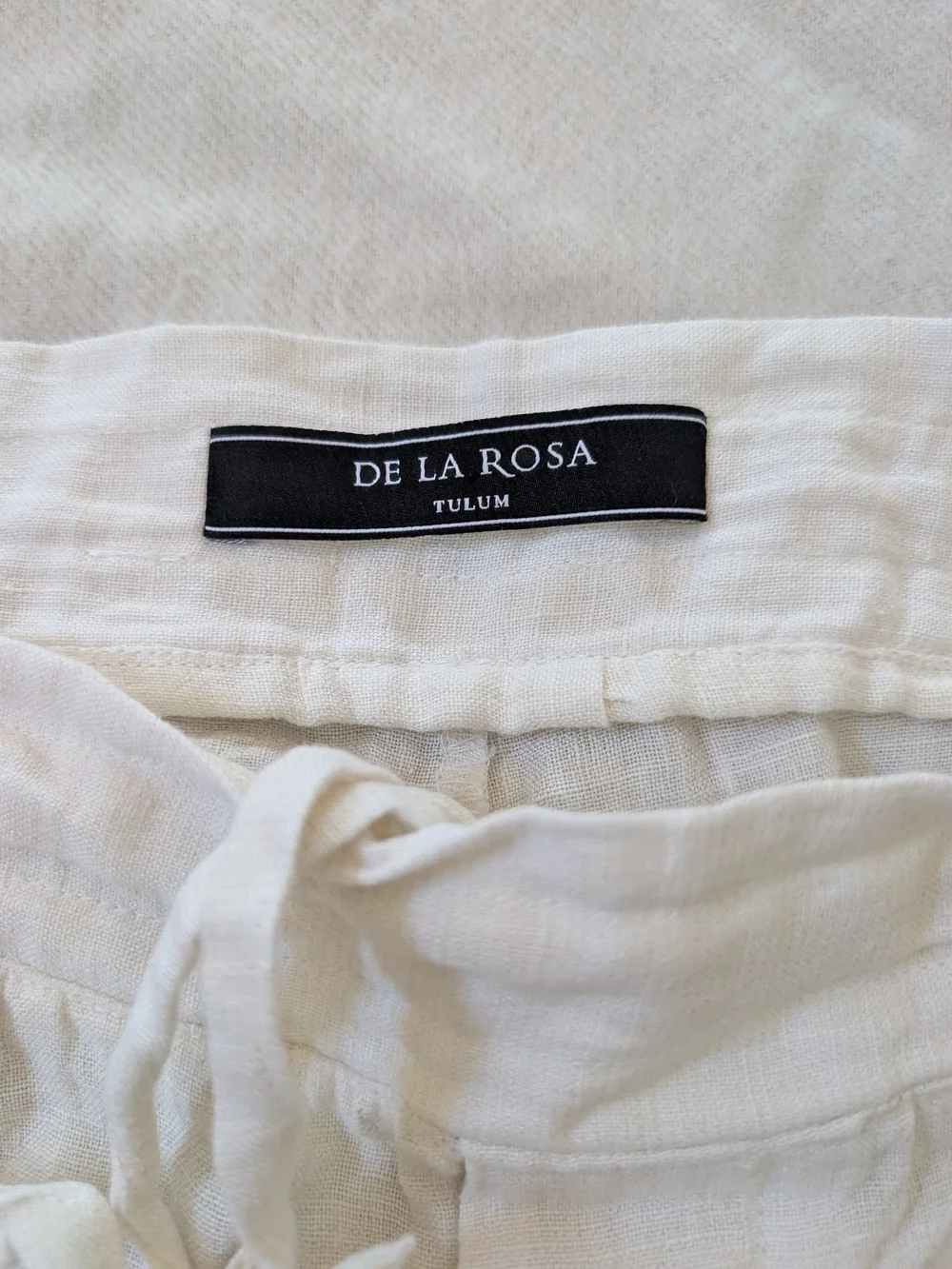 De La Rosa Tulum Harem White Linen Pants